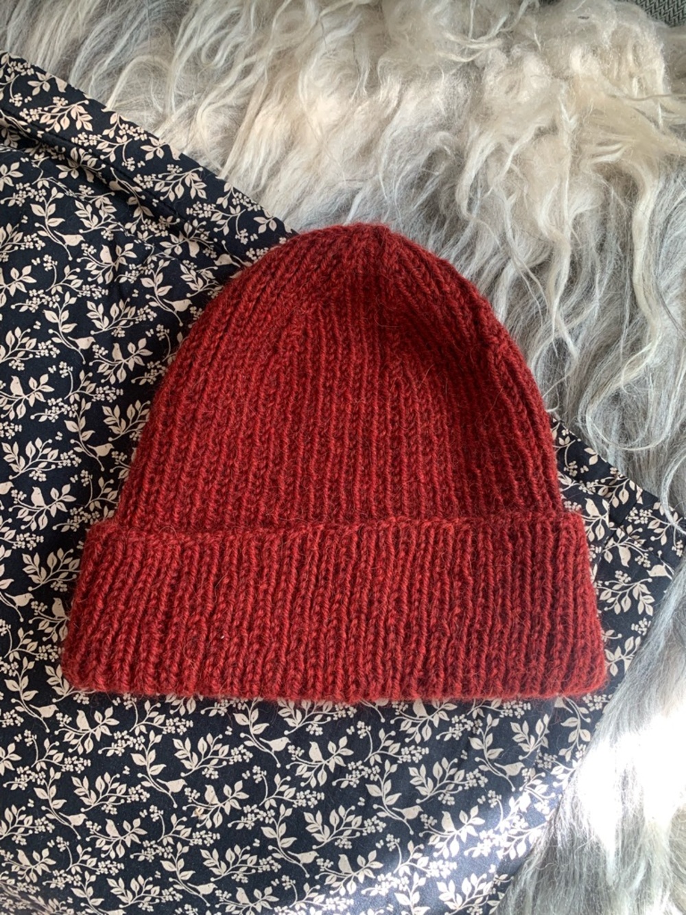 Hand knit hat beanie